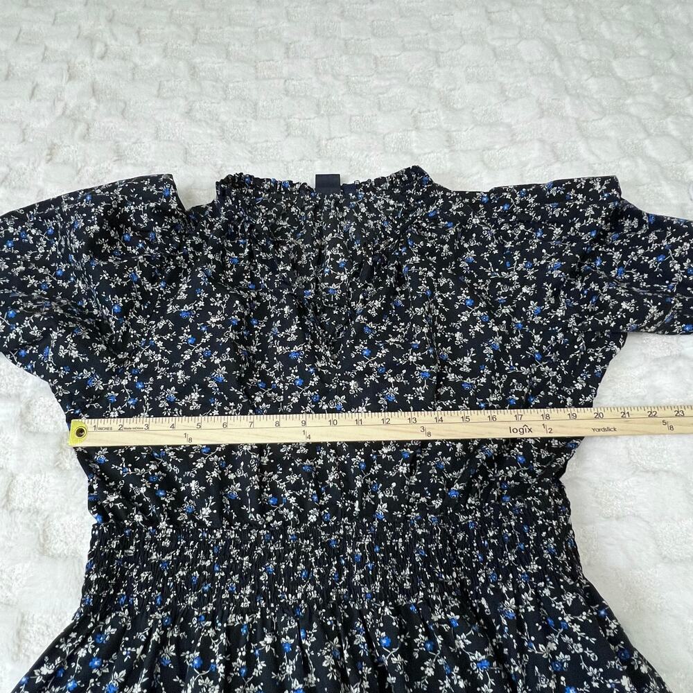 GAP Floral Midi Dress XL Navy Blue Smocked Waist - Picture 5 of 10